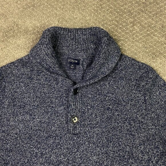 J. CREW Shawl Collar Sweater Men's Medium Lambswool Blend Knit Pullover Marled - Picture 2 of 9